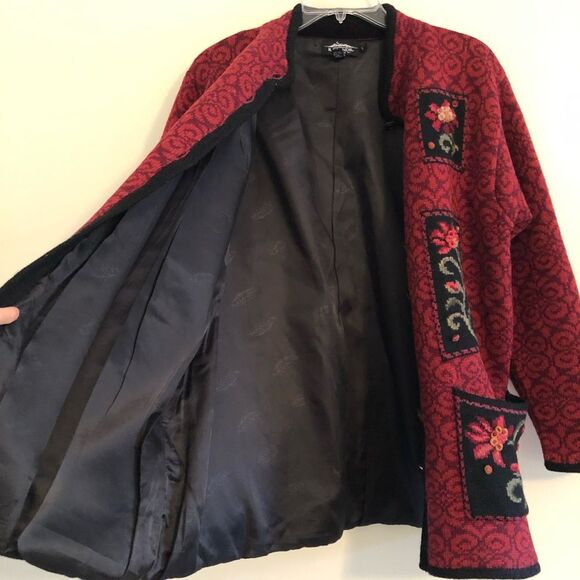 VTG Icelandic Design Knit Sweater Jacket Coat Sz M Folklore Tapestry Embroidered - Picture 8 of 14